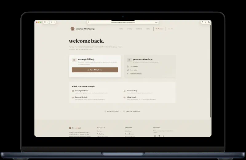 Member web portal dashboard